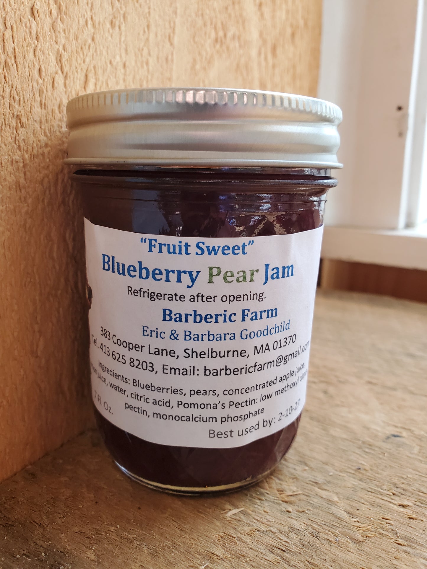 Blueberry Pear Jam, half pint